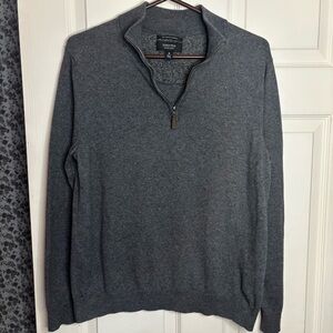 Nordstrom Men's size M Dark Gray 1/4 Zip Cotton/Cashmere Blend Sweater
